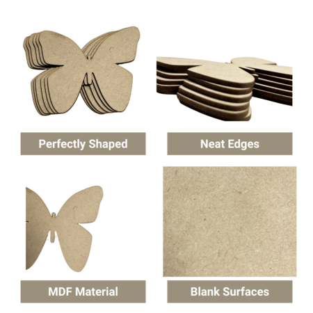 MDF Wooden Butterfly Blanks (4 Inch) – Set of 6 | DIY Craft Bases for Painting, Resin Art, Home Décor & Kids Projects - Image 2