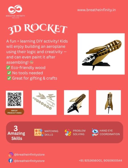 3D Wooden Rocket Puzzle DIY Kit for Kids – Fun & Learning - Image 5